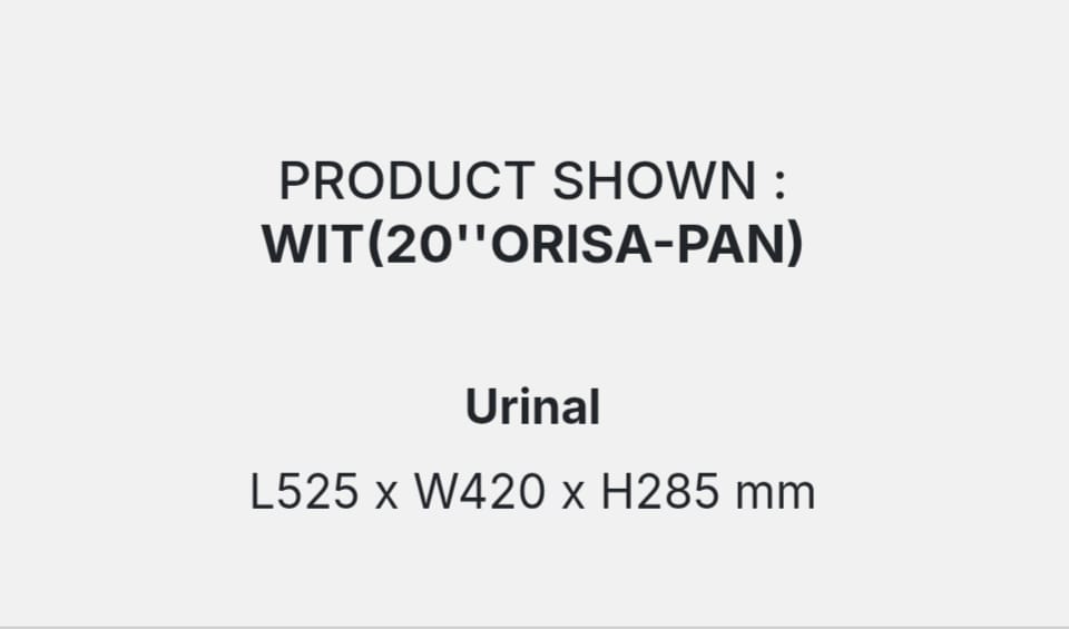 WIT(20''ORISA-PAN) DETAILS
